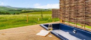 Outdoor bath glamping in northumberland